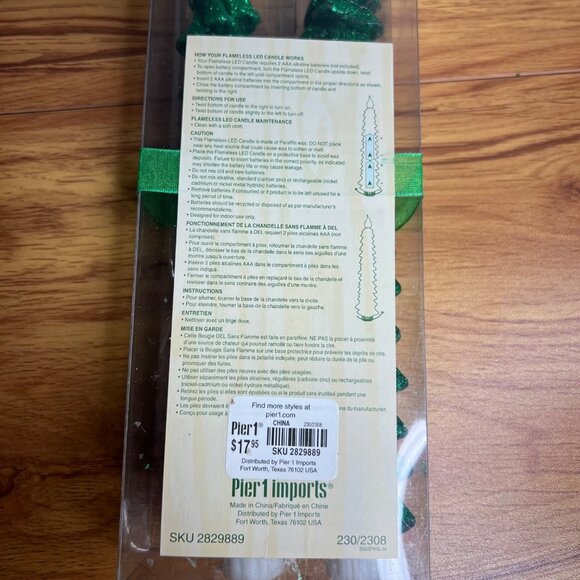 Pier 1 Flameless LED Tapers Christmas Tree Decorative Lights 10.5 Inch Set of 2 - Picture 10 of 10